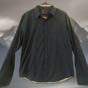 Rugby University Shirt Mens Large Blue Stretch Dress Button Front Long Sleeve